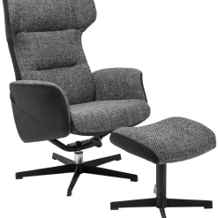 Sessel-KARE Design Drehsessel Mit Hocker Ohio Salt And Pepper