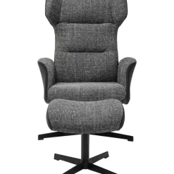 Sessel-KARE Design Drehsessel Mit Hocker Ohio Salt And Pepper