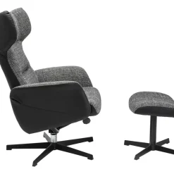 Sessel-KARE Design Drehsessel Mit Hocker Ohio Salt And Pepper
