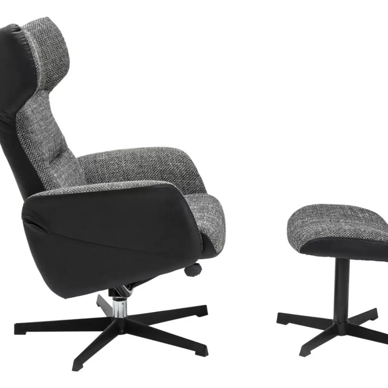 Sessel-KARE Design Drehsessel Mit Hocker Ohio Salt And Pepper