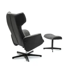 Sessel-KARE Design Drehsessel Mit Hocker Ohio Salt And Pepper