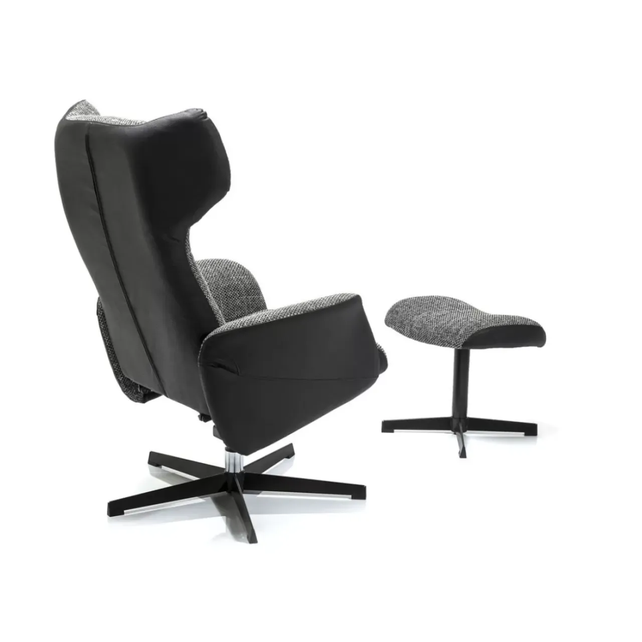 Sessel-KARE Design Drehsessel Mit Hocker Ohio Salt And Pepper