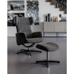Sessel-KARE Design Drehsessel Mit Hocker Ohio Salt And Pepper