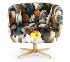 Sessel-KARE Design Drehsessel Peony Flower Gelb