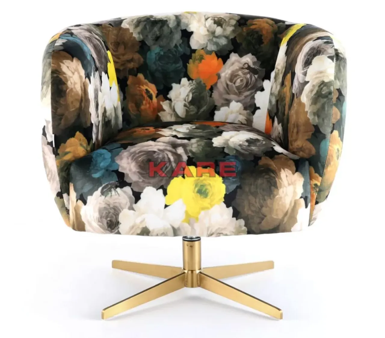 Sessel-KARE Design Drehsessel Peony Flower Gelb