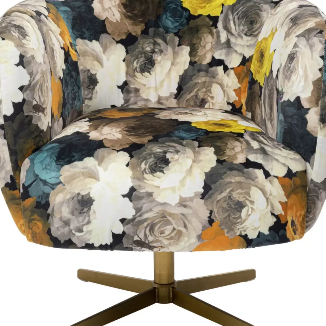 Sessel-KARE Design Drehsessel Peony Flower Gelb