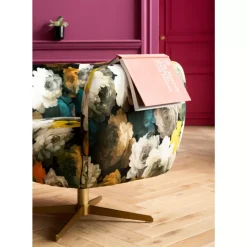 Sessel-KARE Design Drehsessel Peony Flower Gelb