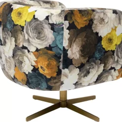 Sessel-KARE Design Drehsessel Peony Flower Gelb