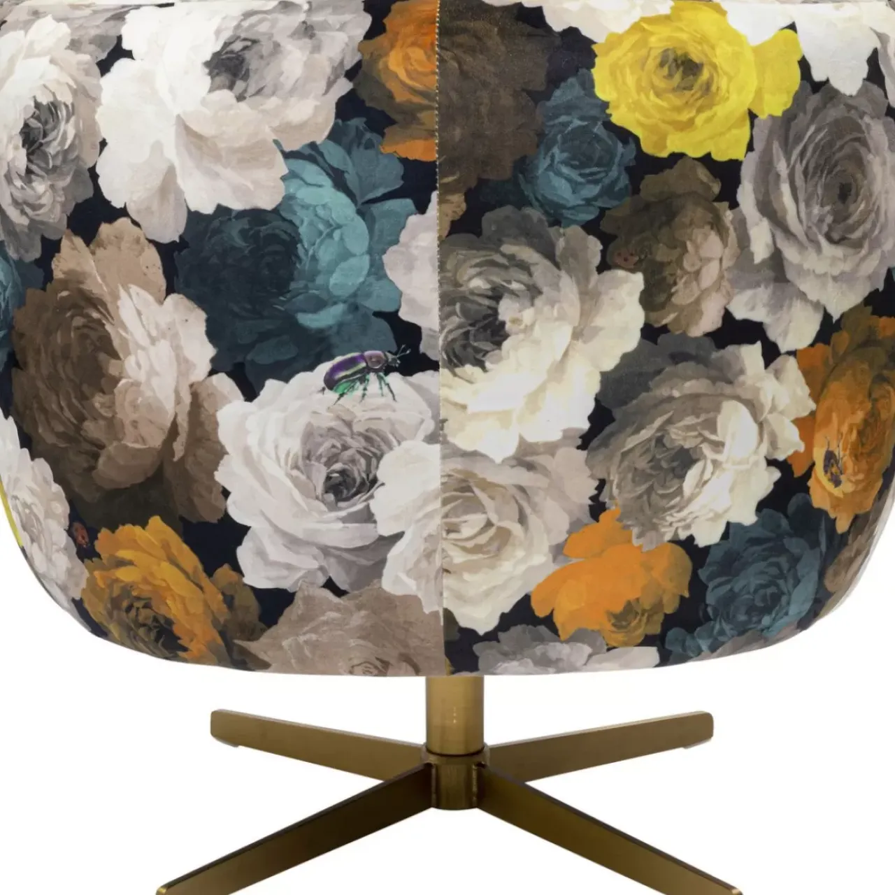 Sessel-KARE Design Drehsessel Peony Flower Gelb