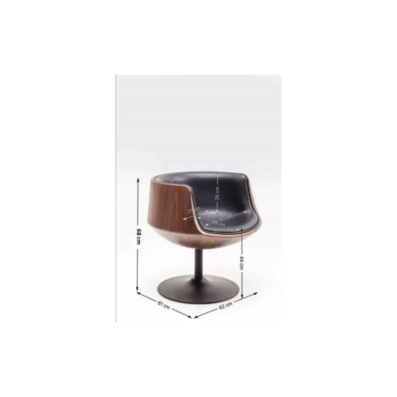 Stühle-KARE Design Drehstuhl Club Walnut