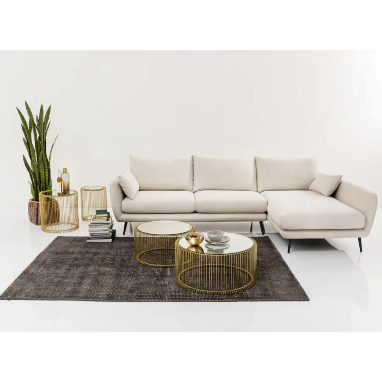 Sofas & Couches-KARE Design Ecksofa Amalfi Rechts Creme 275Cm