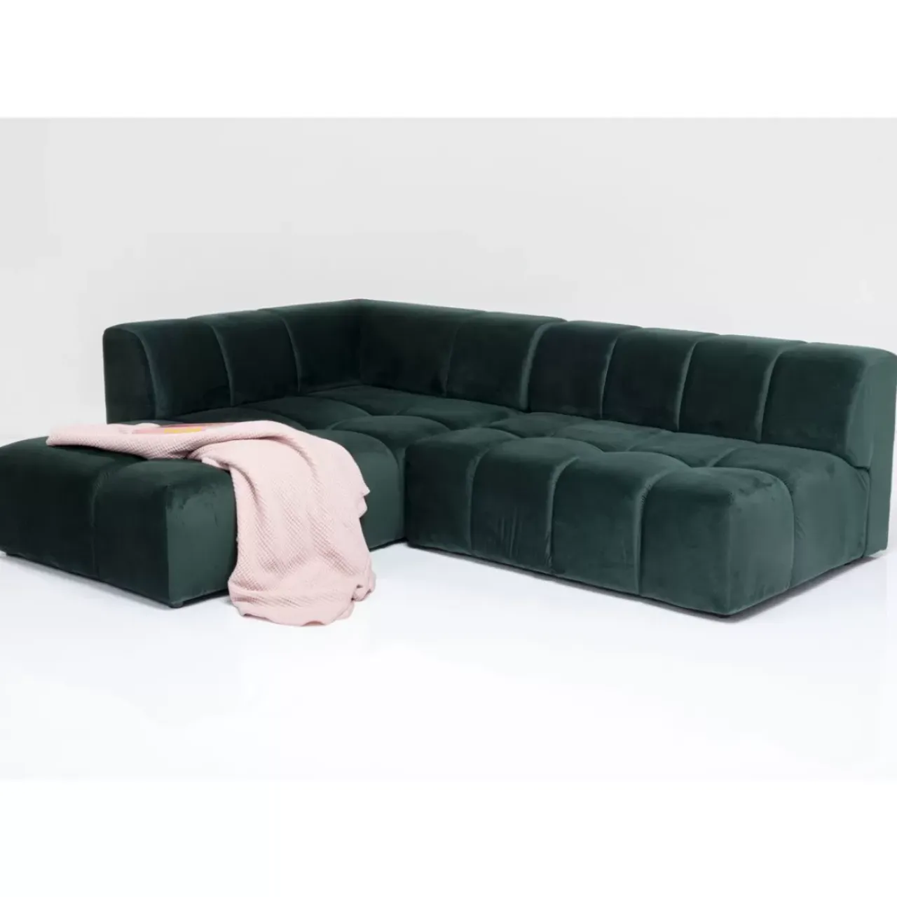 Sofas & Couches-KARE Design Ecksofa Belami Velvet Dunkelgrun Links 265Cm