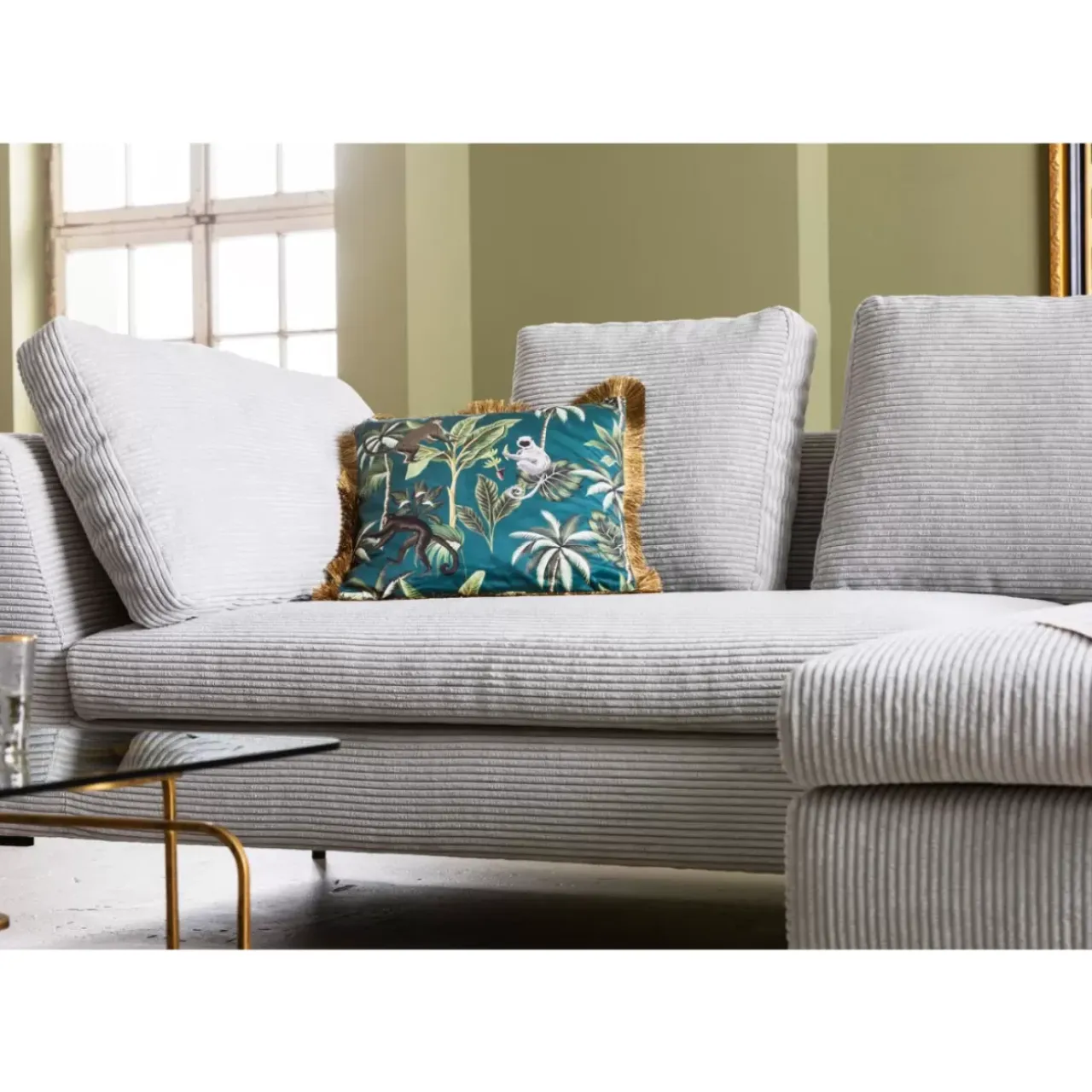 Sofas & Couches-KARE Design Ecksofa Gianni Cord Grau Rechts