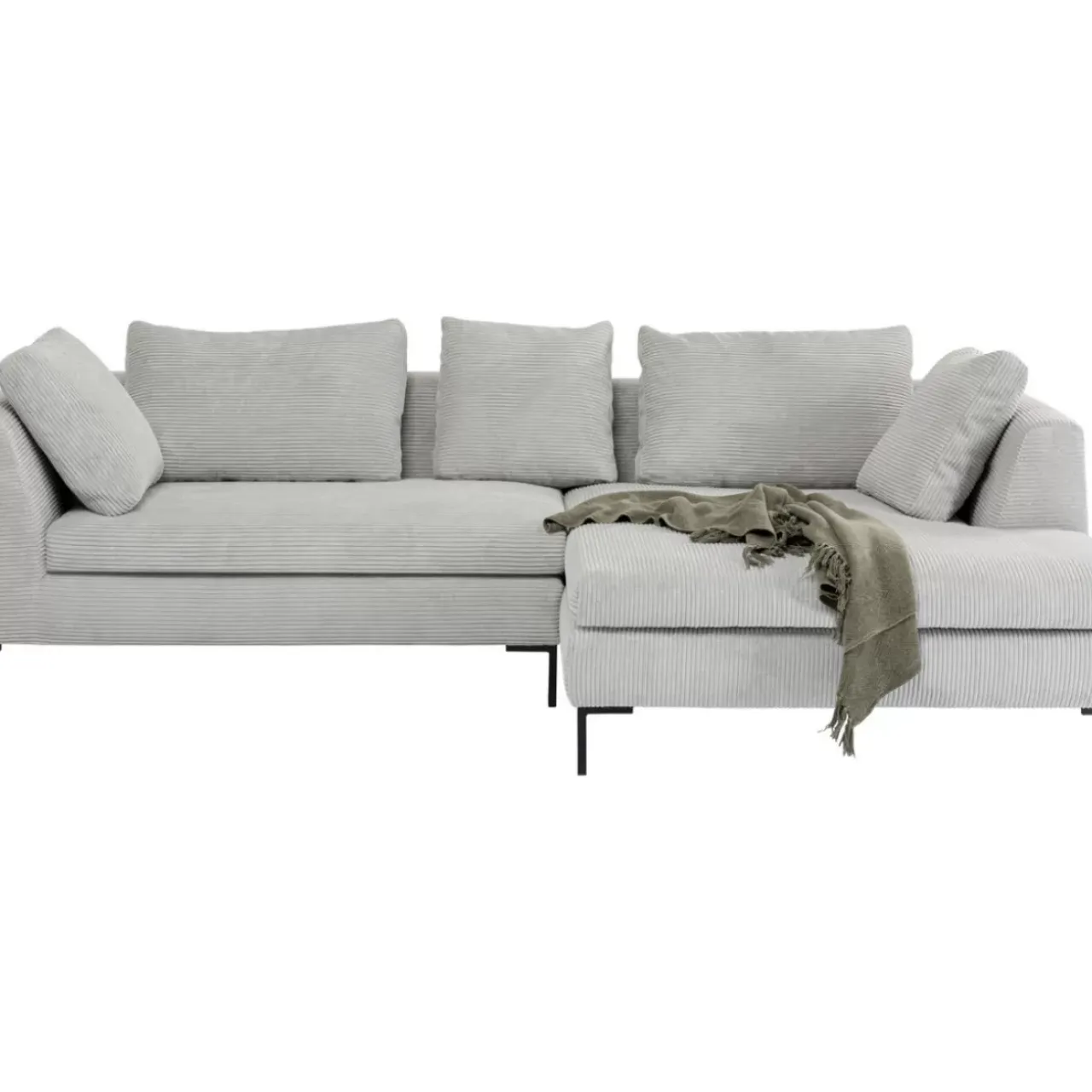 Sofas & Couches-KARE Design Ecksofa Gianni Cord Grau Rechts