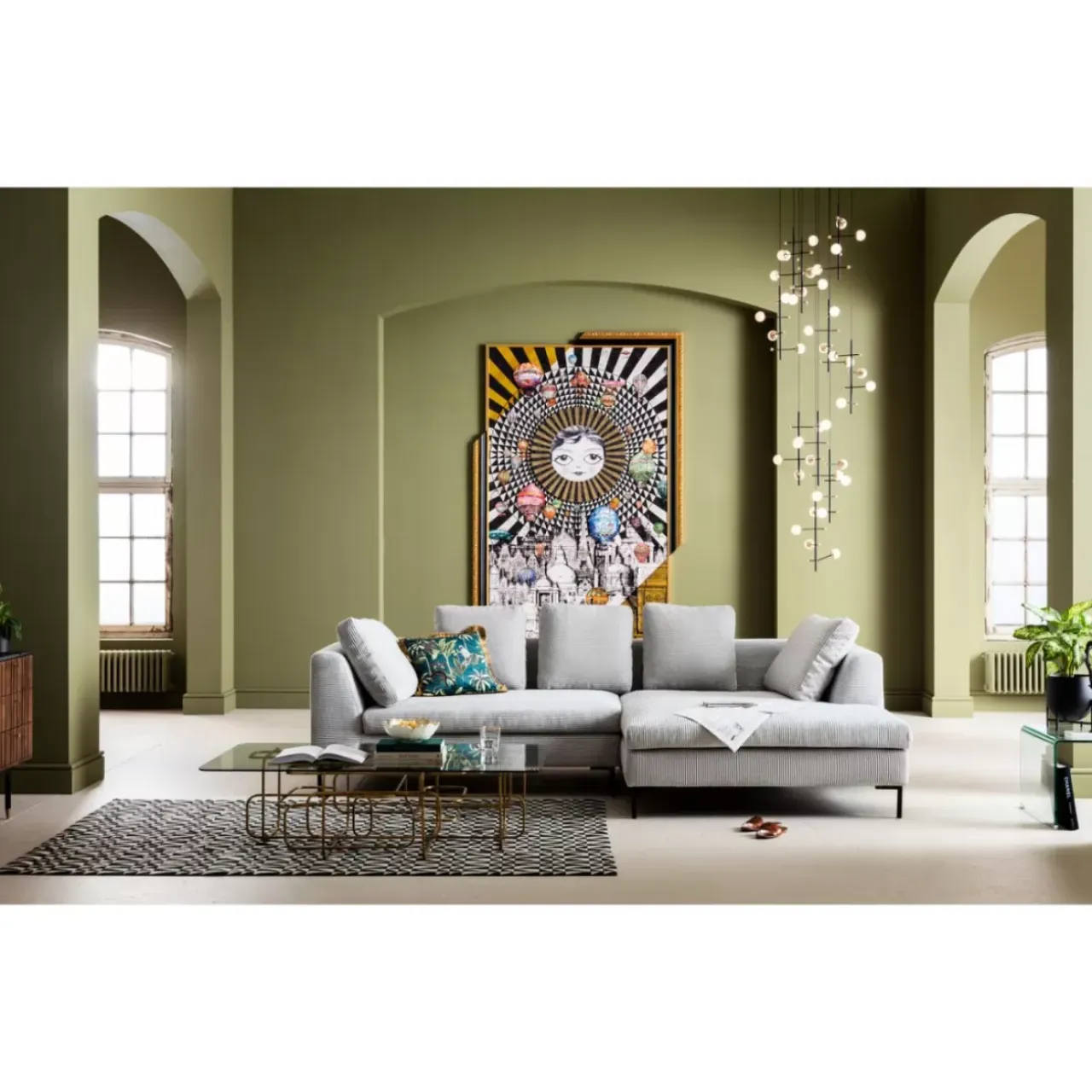 Sofas & Couches-KARE Design Ecksofa Gianni Cord Grau Rechts