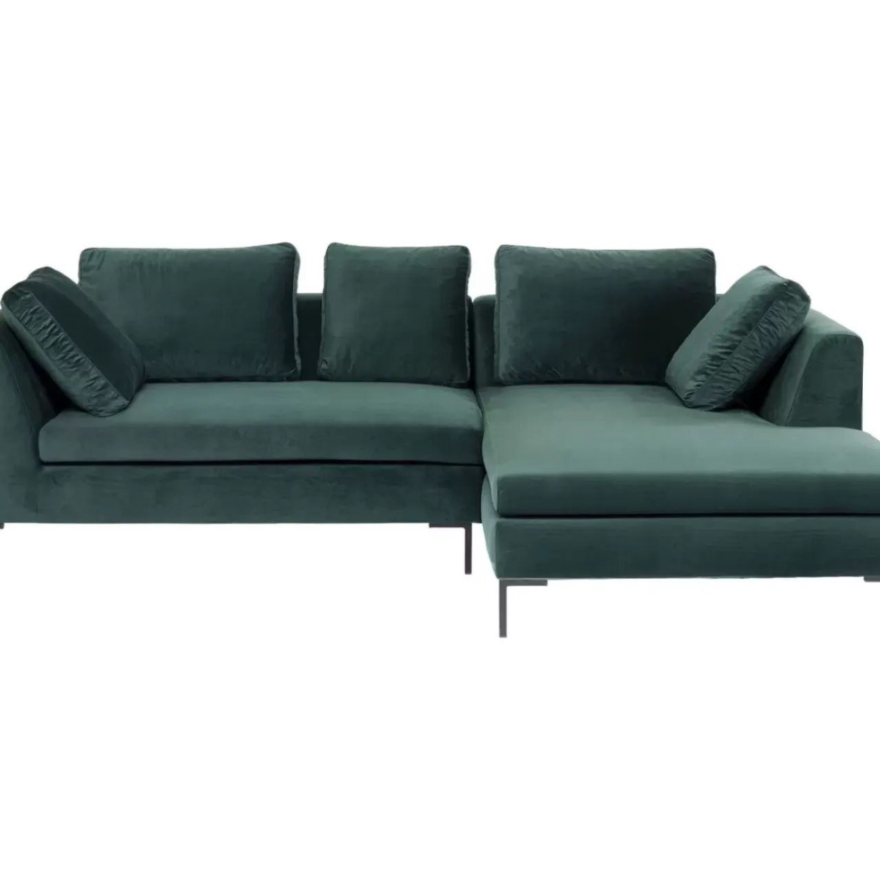 Sofas & Couches-KARE Design Ecksofa Gianni Small Velvet Dunkelgrun Rechts