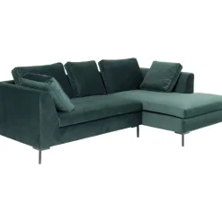 Sofas & Couches-KARE Design Ecksofa Gianni Small Velvet Dunkelgrun Rechts