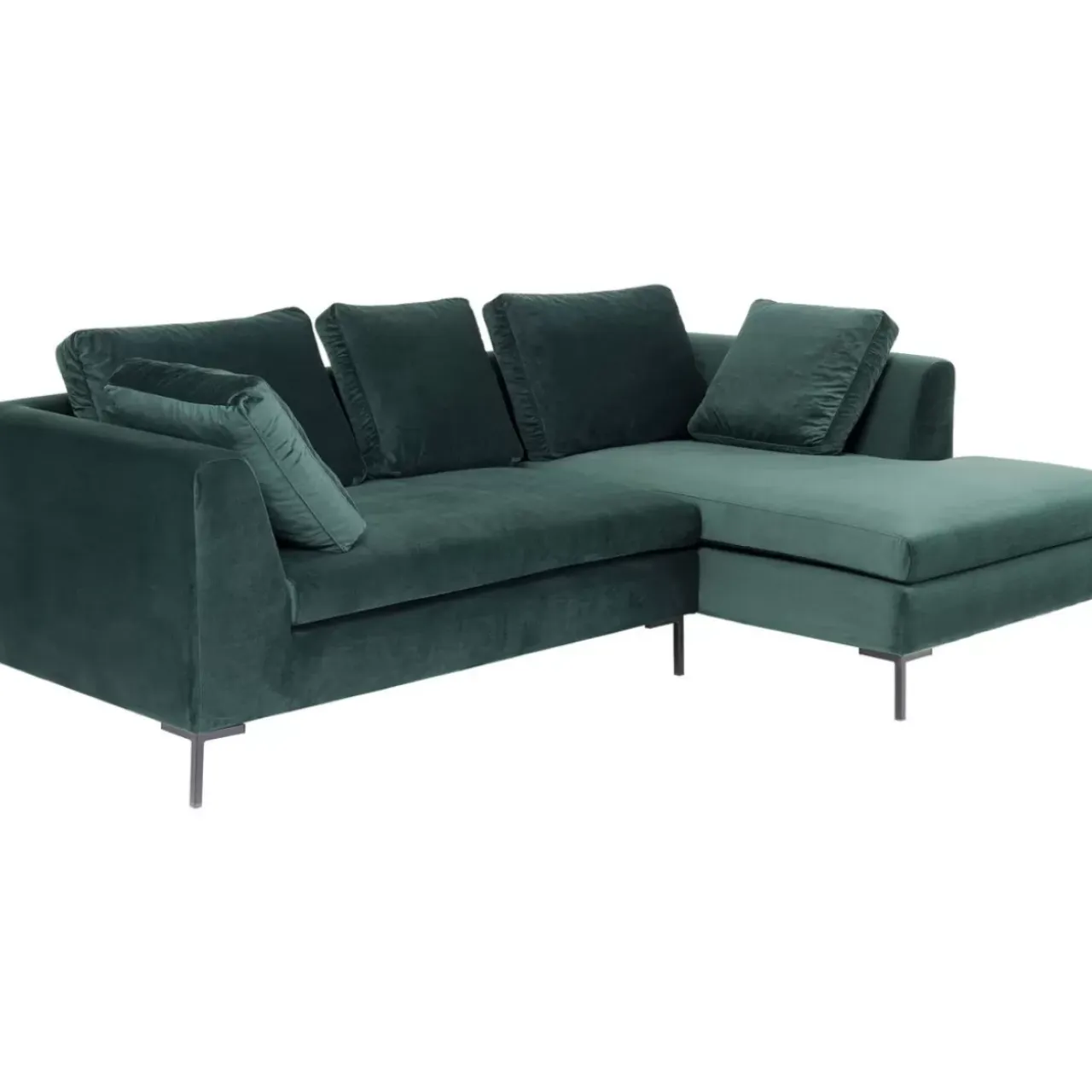 Sofas & Couches-KARE Design Ecksofa Gianni Small Velvet Dunkelgrun Rechts