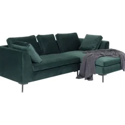 Sofas & Couches-KARE Design Ecksofa Gianni Small Velvet Dunkelgrun Rechts