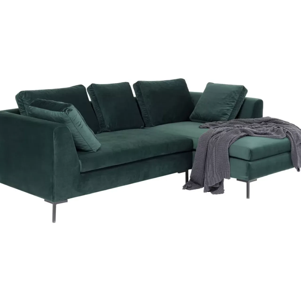 Sofas & Couches-KARE Design Ecksofa Gianni Small Velvet Dunkelgrun Rechts