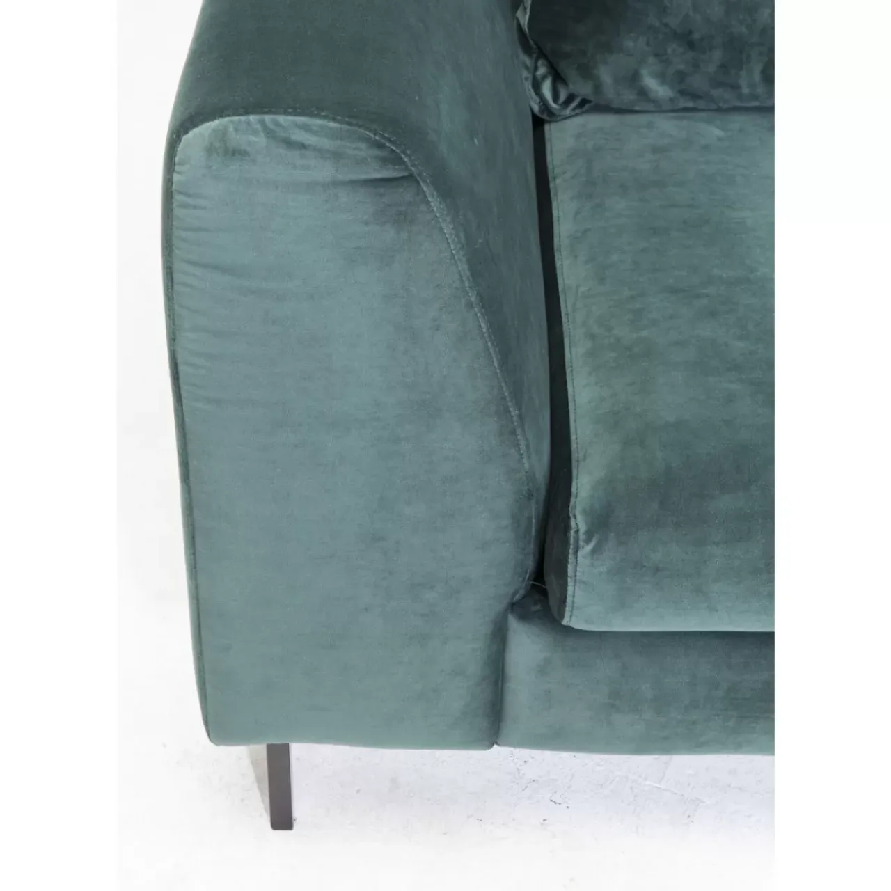 Sofas & Couches-KARE Design Ecksofa Gianni Velvet Dunkelgrun Links Schwarz