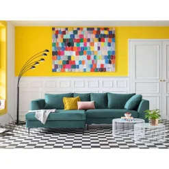 Sofas & Couches-KARE Design Ecksofa Gianni Velvet Dunkelgrun Links Schwarz