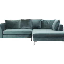 Sofas & Couches-KARE Design Ecksofa Gianni Velvet Dunkelgrun Rechts Schwarz