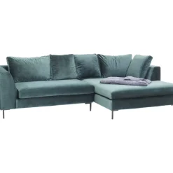 Sofas & Couches-KARE Design Ecksofa Gianni Velvet Dunkelgrun Rechts Schwarz