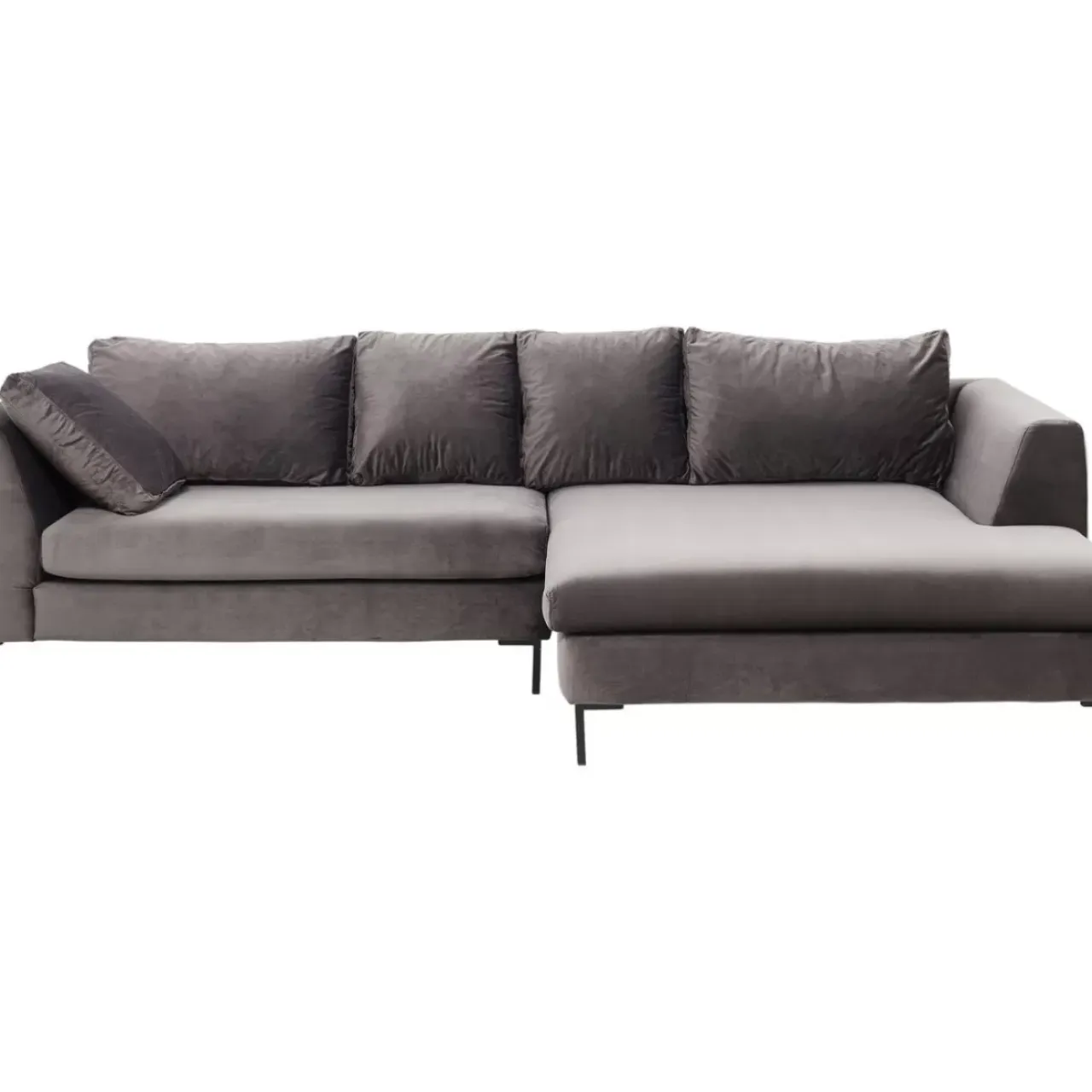 Sofas & Couches-KARE Design Ecksofa Gianni Velvet Grau Rechts Schwarz