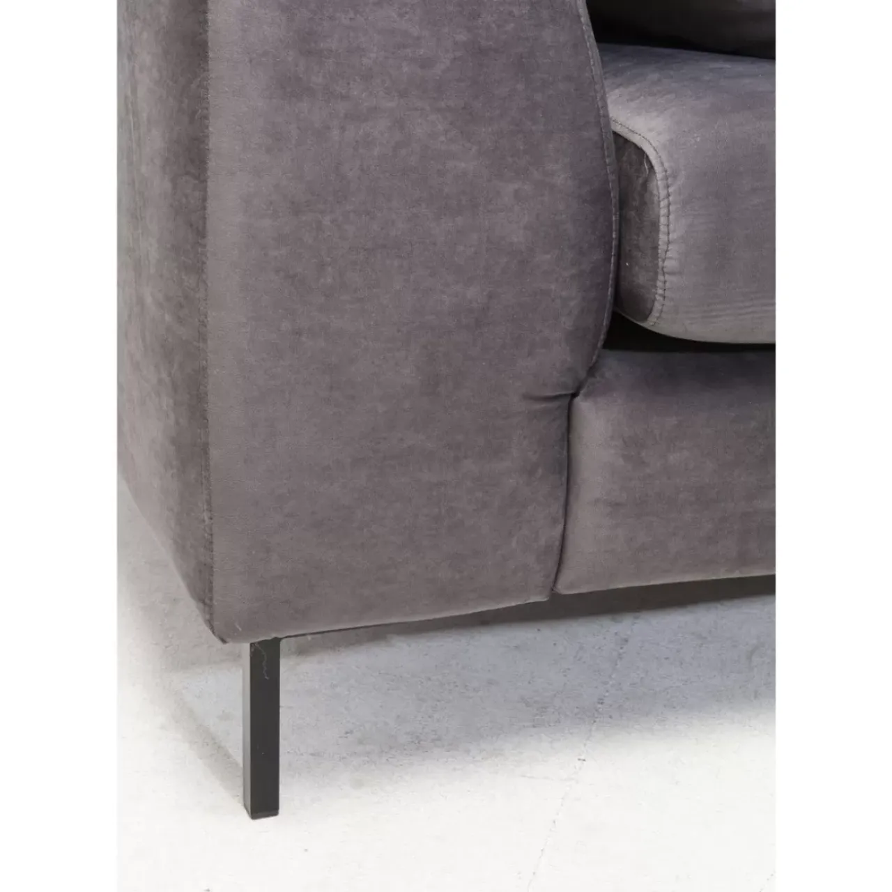 Sofas & Couches-KARE Design Ecksofa Gianni Velvet Grau Rechts Schwarz