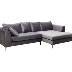 Sofas & Couches-KARE Design Ecksofa Gianni Velvet Grau Rechts Schwarz