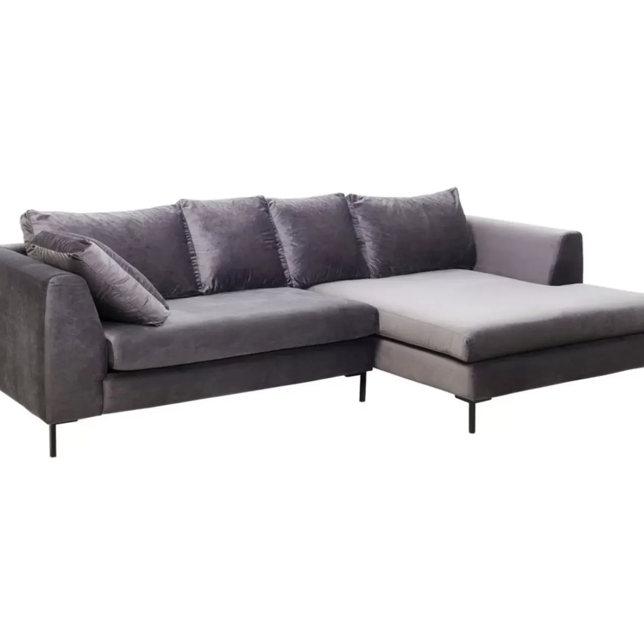 Sofas & Couches-KARE Design Ecksofa Gianni Velvet Grau Rechts Schwarz