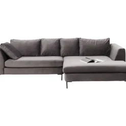 Sofas & Couches-KARE Design Ecksofa Gianni Velvet Grau Rechts Schwarz