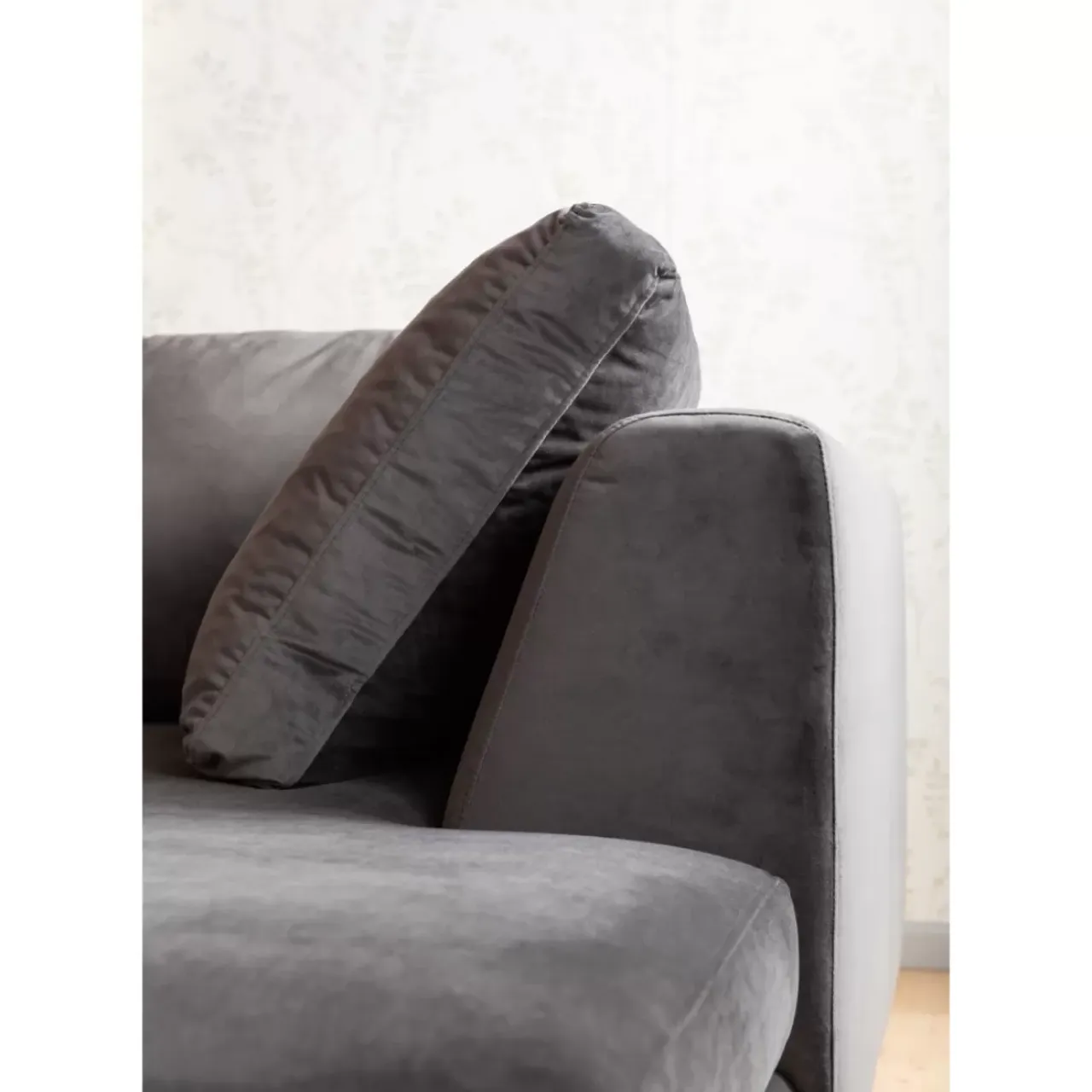 Sofas & Couches-KARE Design Ecksofa Gianni Velvet Grau Rechts Schwarz