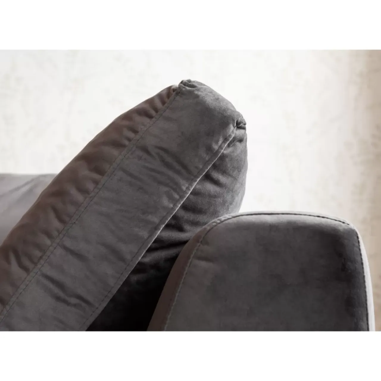 Sofas & Couches-KARE Design Ecksofa Gianni Velvet Grau Rechts Schwarz