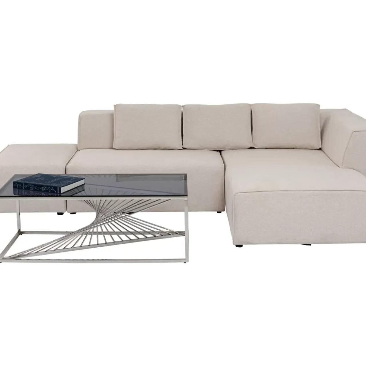 Sofas & Couches-KARE Design Ecksofa Infinity Ottomane Creme Rechts