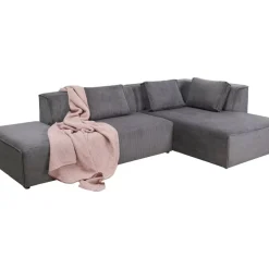 Sofas & Couches-KARE Design Ecksofa Infinity Ottomane Cord Grau Rechts