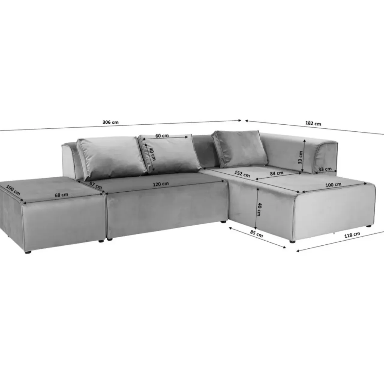 Sofas & Couches-KARE Design Ecksofa Infinity Ottomane Creme Links