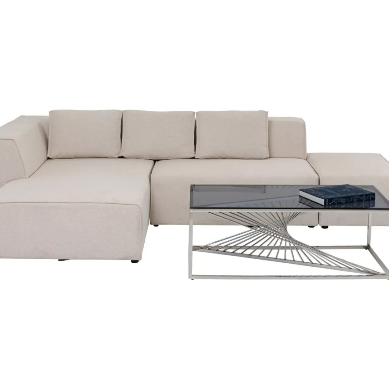 Sofas & Couches-KARE Design Ecksofa Infinity Ottomane Creme Links