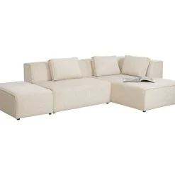 Sofas & Couches-KARE Design Ecksofa Infinity Ottomane Cord Creme Rechts