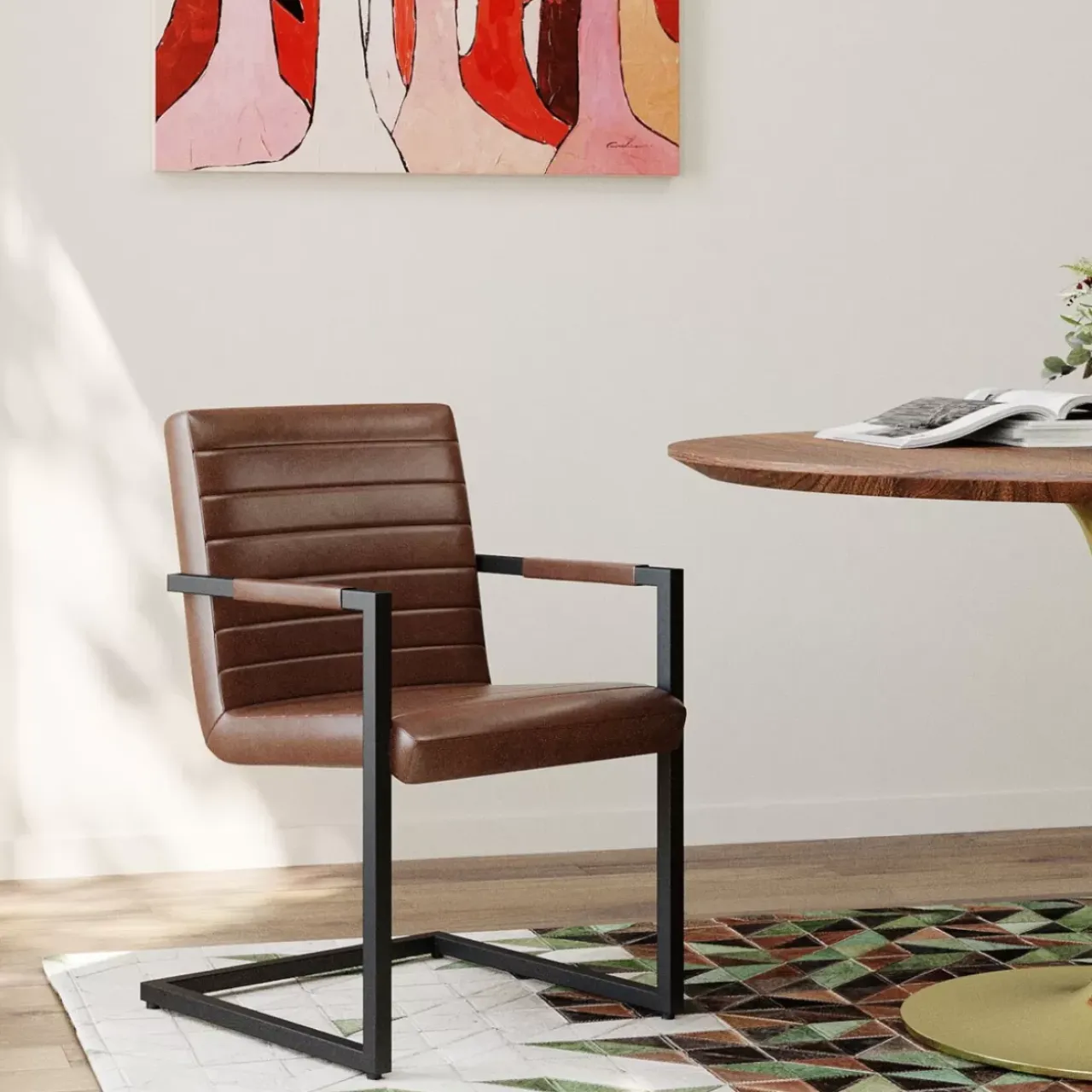 Stühle-KARE Design Freischwinger Lola Leder Braun