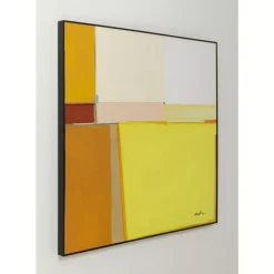 Bilder-KARE Design Gerahmtes Bild Abstract Shapes Gelb 113X113Cm
