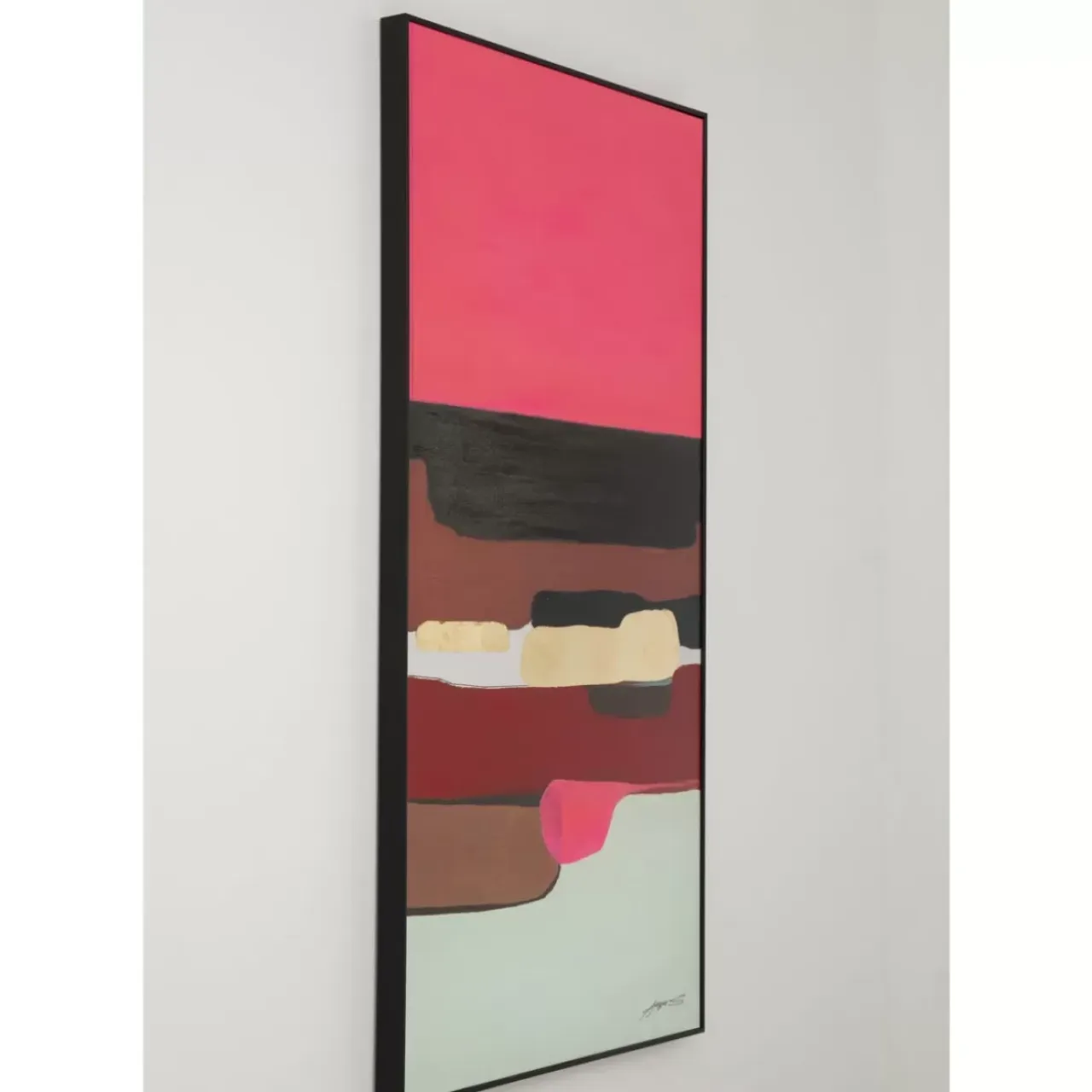Bilder-KARE Design Gerahmtes Bild Abstract Shapes Pink 73X143Cm