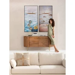 Bilder-KARE Design Gerahmtes Bild Cloud Fisherman Boat 60X120Cm