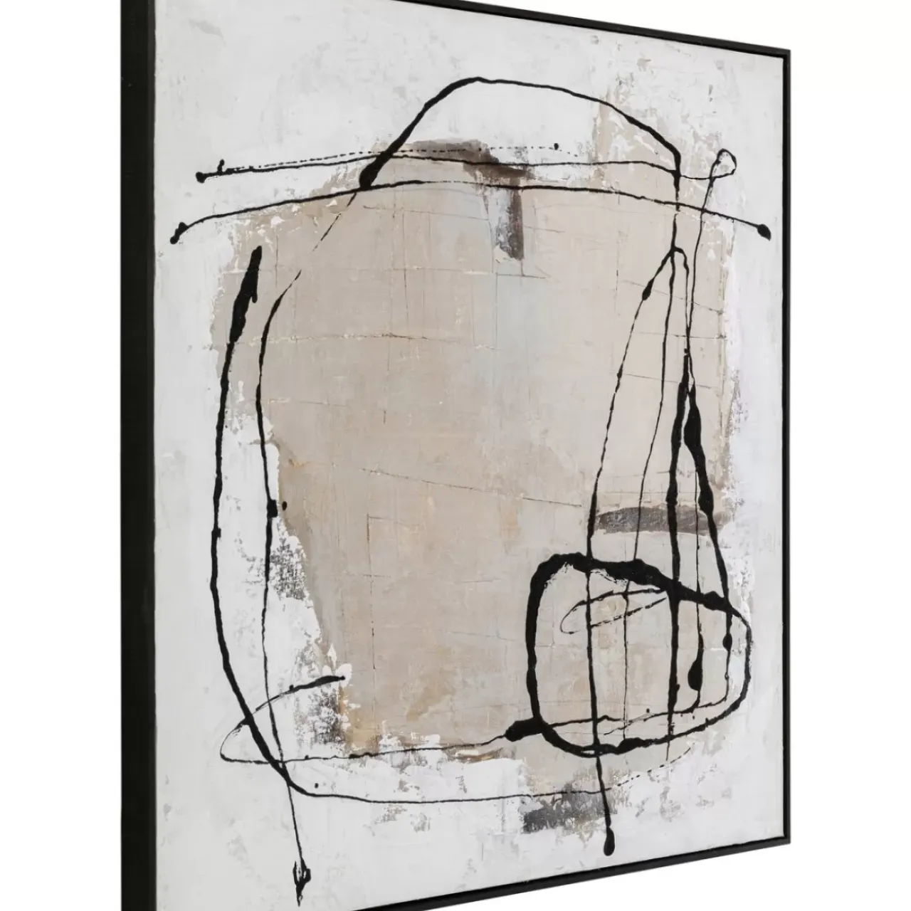 Bilder-KARE Design Gerahmtes Bild Dust Grau 100X100Cm