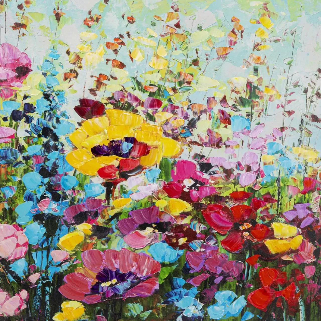 Bilder-KARE Design Gerahmtes Bild Flowery Meadow 100X100Cm