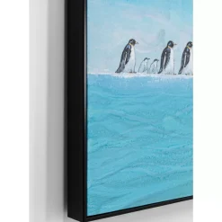 Bilder-KARE Design Gerahmtes Bild Walking Penguins 140X140Cm