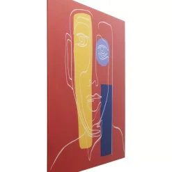 Bilder-KARE Design Glasbild Art Face Rot 100X100Cm