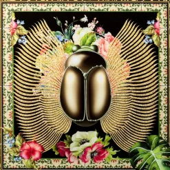 Bilder-KARE Design Glasbild Beetle Flower 100X100Cm