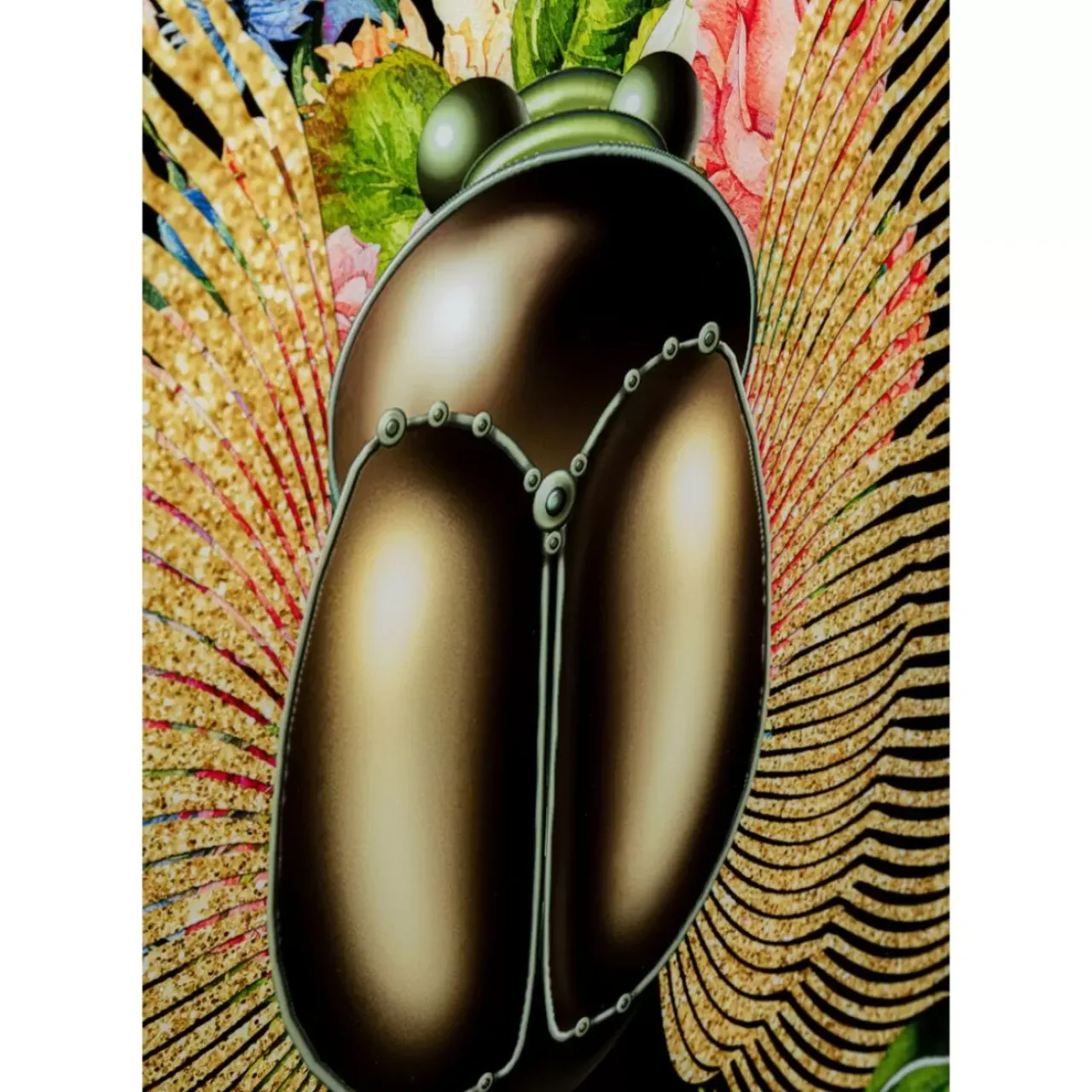 Bilder-KARE Design Glasbild Beetle Flower 100X100Cm